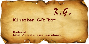 Kinszker Gábor névjegykártya